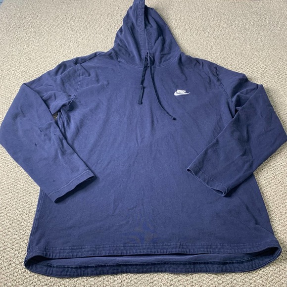 Adidas Mens Hoodie Sweatshirt Blue Long Sleeves Pullover Embroidered Swoosh - Picture 1 of 12